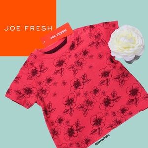 NWT Joe Fresh Baby Red/Black Floral Print Snap Tee